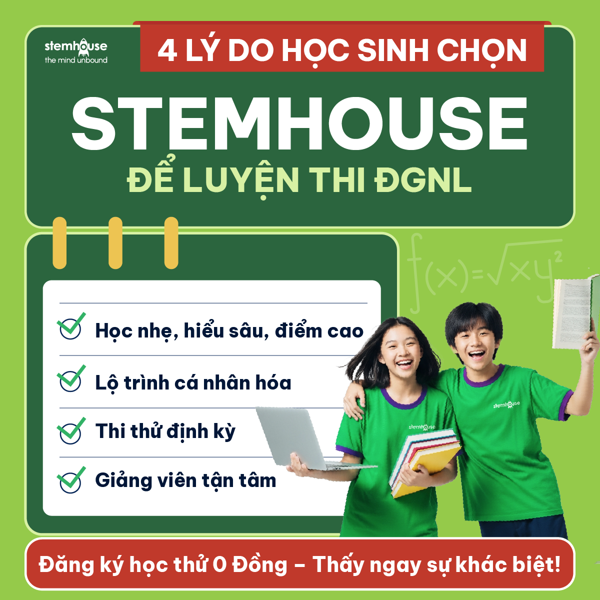 4 Lý do học sinh chọn STEMHOUSE để luyện thi Đánh Gía Năng Lực 2025